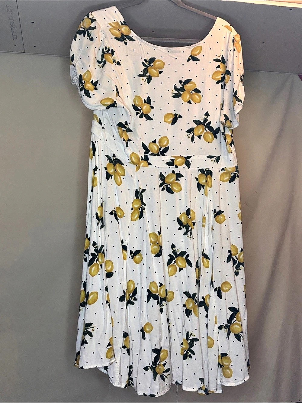 Torrid White Lemon Polka Dot Challis Skater Dress